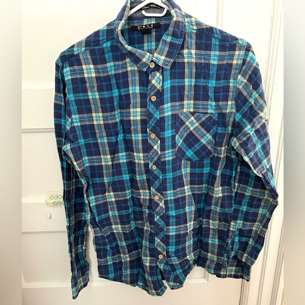 Blue Plaid Flannel Button Up
